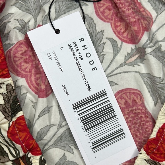 RHODE Este Top Garden of Dream Red Floral NWT Size Large - Picture 15 of 15